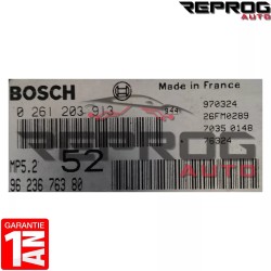 CALCULATEUR DÉCODÉ PEUGEOT 106 306 1.6i 0261203913 9623676380 BOSCH MP5.2