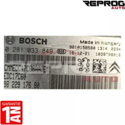 CALCULATEUR MOTEUR DÉCODÉ PEUGEOT CITROEN 0281033849 9822917680 BOSCH EDC17C60
