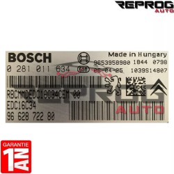 CALCULATEUR DÉCODÉ PEUGEOT 307 1.6HDI CITROEN C4 0281011634 9662872280 BOSCH EDC16C34