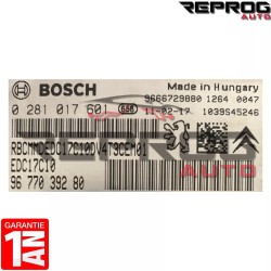 CALCULATEUR DECODE OU VIERGE PEUGEOT 206+ 1.4 HDI 0281017601 9677039280 BOSCH EDC17C10