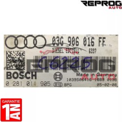 CALCULATEUR DÉCODÉ AUDI A3 2.0TDI 140CV 0281011905 03G906016FF BOSCH EDC16U1
