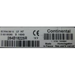 UCH BCM X95 VIERGE RENAULT MEGANE SCENIC 3 L3 INT 284B18225R S180180060B
