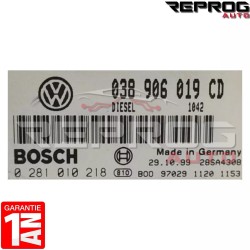 CALCULATEUR MOTEUR DÉCODÉ VW PASSAT 1.9 TDI 0281010218 038906019CD BOSCH EDC15P+