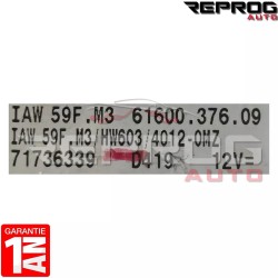 CALCULATEUR MOTEUR VIERGE FIAT IAW 59F.M3 HW603 61600.376.09 71736339