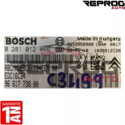 copy of CALCULATEUR DÉCODÉ PEUGEOT 207 1.4 HDI 0281012526 9662517180 BOSCH EDC16C34