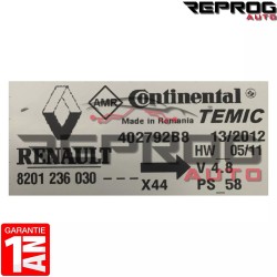 CALCULATEUR AIRBAG VIERGE RENAULT TWINGO II 8201236030 V4.8 CONTINENTAL TEMIC