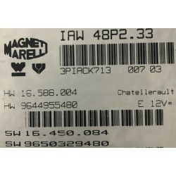 copy of CALCULATEUR MOTEUR DÉCODÉ CITROEN C3 IAW 48P2.72 HW 9645989480 SW 9648568480