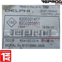 CALCULATEUR MOTEUR VIERGE RENAULT 8200331477 8200355851 DELPHI DDCR R0410C121A