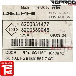 copy of CALCULATEUR VIERGE RENAULT KANGOO 1.5 DCi 8200331477 8200412258 DELPHI DDCR