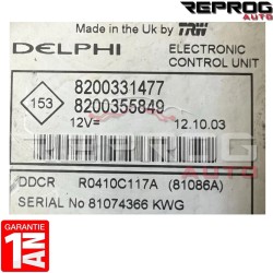 copy of CALCULATEUR VIERGE RENAULT KANGOO 1.5 DCi 8200331477 8200412258 DELPHI DDCR