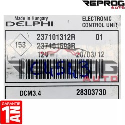 CALCULATEUR VIERGE RENAULT TWINGO 2 DELPHI DCM3.4 237101312R 237101693R 28303730