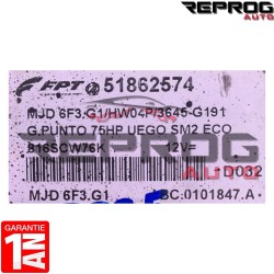 CALCULATEUR VIERGE FIAT PUNTO 75HP MJD 6F3.G1 51862574 HW04P