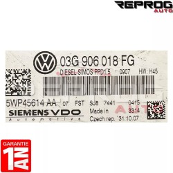 CALCULATEUR MOTEUR AVEC PROGRAMMATION/CLONAGE VW PASSAT 03G906018FG 5WP45614 SIEMENS VDO SIMOS PPD1.5