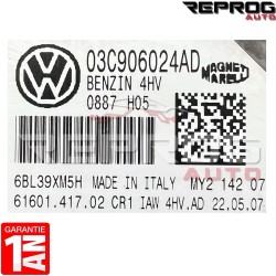 CALCULATEUR MOTEUR AVEC PROGRAMMATION/CLONAGE SEAT IBIZA 1.4 4HV.AD 03C906024AD 61601.417.02