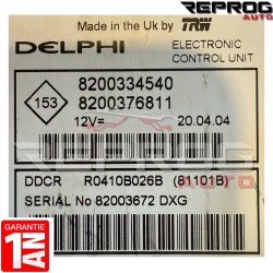 copy of CALCULATEUR VIERGE RENAULT KANGOO 1.5DCI 8200123485 HOM8200129109 DELPHI DDCR