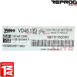 CALCULATEUR VIERGE VD46.1 9818160080 HW9806671980 VALEO