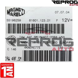 CALCULATEUR MOTEUR VIERGE FIAT PANDA 1.2 IAW 4AF.SM HW407 55196259 61601.123.01