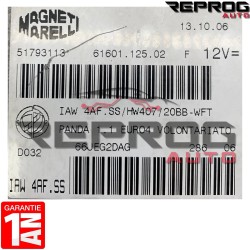CALCULATEUR MOTEUR VIERGE FIAT PANDA 1.2 IAW 4AF.S2 HW407 55196262 61601.127.01