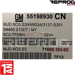 CALCULATEUR MOTEUR AVEC PROGRAMMATION/CLONAGE OPEL CORSA D MJD603.S3 HW03A 55198930