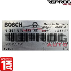 CALCULATEUR DÉCODÉ RENAULT 1.9 DTI 0281010442 8200199726 HOM8200049306 BOSCH