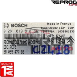 CALCULATEUR DECODE OU VIERGE CITROEN C3 1.4HDI 0281019818 9805947780 BOSCH EDC17C10
