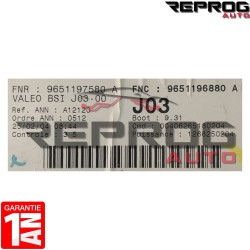 BSI VIERGE PEUGEOT 307 J03 VALEO 9651196880A 9651197580A J03-00