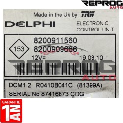 CALCULATEUR VIERGE RENAULT KANGOO CLIO 3 8200911560 8200909666 DELPHI DCM1.2
