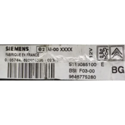 BSI VIERGE CITROEN C2 C3 F03-00 9646775280 S118085100E SIEMENS