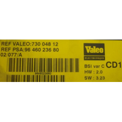 BSI VIERGE PEUGEOT 406 VALEO CD1 9646023680 73004812 HW: 2.0 SW: 3.23