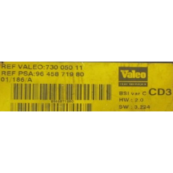 BSI VIERGE PEUGEOT 406 VALEO CD3 9645871980 73005011 HW: 2.0 SW: 3.224