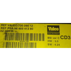 BSI VIERGE PEUGEOT 406 VALEO CD3 9646941380 73009012 HW: 3.0 SW: 4.24
