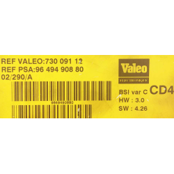 BSI VIERGE PEUGEOT 406 COUPE VALEO CD4 9649490880 73009112 SW: 4.26 HW: 3.0