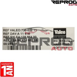 BSI VIERGE CITROEN XSARA 9643493580 73003211 SOFT V3.51 BOITE D2 PR2D