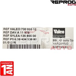 BSI VIERGE CITROEN XSARA 9643493680 73003312 V3.51 PR2D BSI N7 BOITE D3