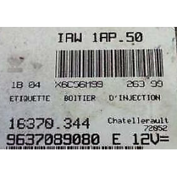 CALCULATEUR DÉCODÉ PEUGEOT 106 CITROEN SAXO 1.4i IAW 1AP.50 9637089080 16370.344
