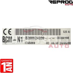 BCM N1 VIERGE RENAULT KANGOO 2 8200924039 V8.10 1785069 UCH