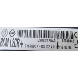 UCH VIERGE RENAULT CLIO 3 MODUS BCM 8200292040 21676967-8G V11.09 L2CR+