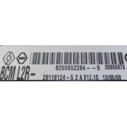 UCH VIERGE RENAULT MODUS CLIO 3 BCM 8200652284B 28118124-52A L2R- V12.10