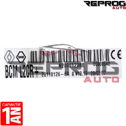 UCH VIERGE RENAULT CLIO III MODUS BCM L2CR+ 8200652286 28118126-6A V12.10