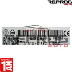 UCH VIERGE RENAULT CLIO III MODUS BCM L2CR+ 8200652286A 28118126-6C V12.10