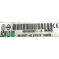 UCH VIERGE RENAULT CLIO 3 MODUS BCM 8200652287A 28118127-4C V12.10 L2K9