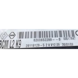 UCH VIERGE RENAULT CLIO 3 MODUS BCM 8200652289B 28118129-52A L2K9 V12.09
