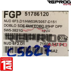 CALCULATEUR MOTEUR VIERGE FIAT DOBLO 1.3 JTD SDE EU4 MJD 6F3.D1 51786120 HW03R