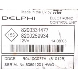 CALCULATEUR MOTEUR VIERGE RENAULT KANGOO 1.5 DCI 8200331477 8200259934 DDCR